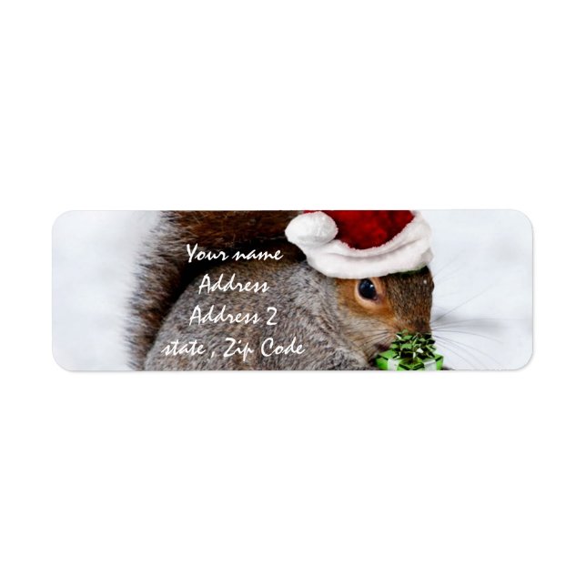 Christmas Squirrel card Return Address Label (Front)