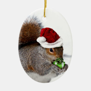 Christmas Squirrel Ceramic Tree Decoration
