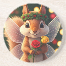 Christmas Squirrel Fairy Coasters