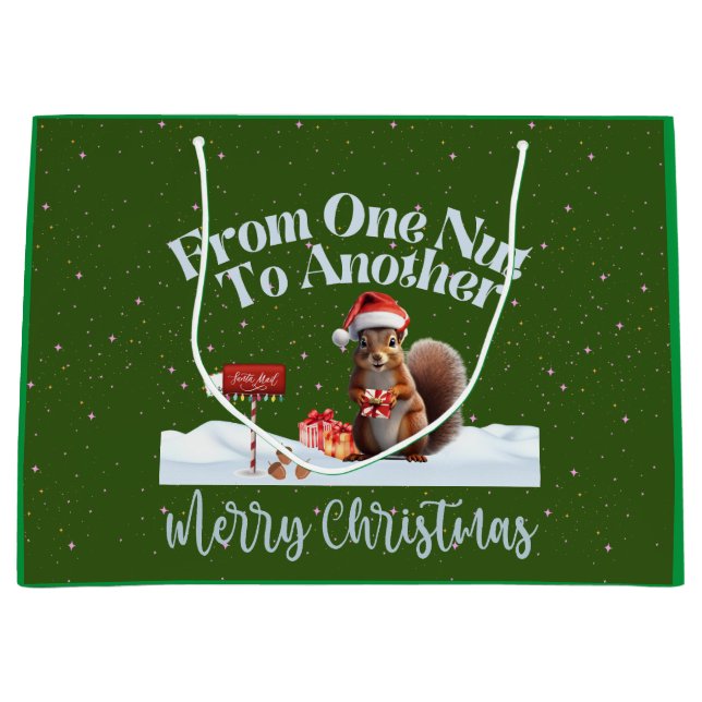 Christmas Squirrel From One Nut To Another Large Gift Bag (Front)