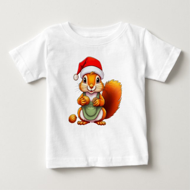 Christmas Squirrel – Holiday Design for Babies Baby T-Shirt (Front)