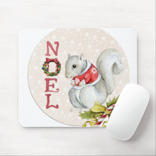 Christmas Squirrel Illustration Mouse Pad