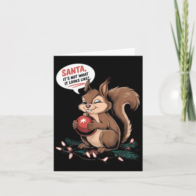 Christmas Squirrel Lights Mpy Squirrel Xmas Orname Card (Front)