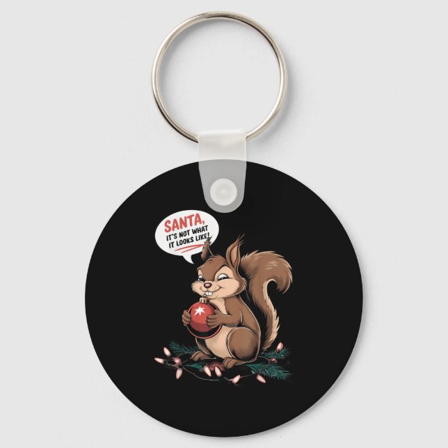 Christmas Squirrel Lights Mpy Squirrel Xmas Orname Key Ring (Front)
