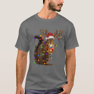 Christmas Squirrel Lights Squirrel Reindeer Funny T-Shirt