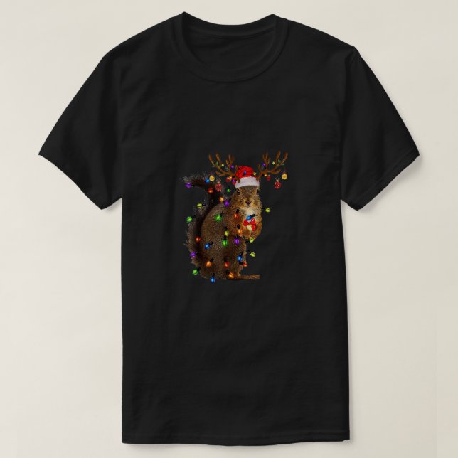 Christmas Squirrel Lights T-Shirt (Design Front)