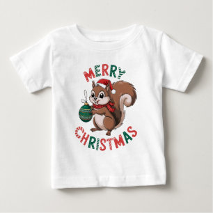 Christmas Squirrel - Merry Christmas Baby T-Shirt