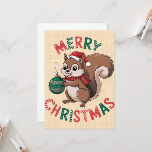 Christmas Squirrel - Merry Christmas Invitation