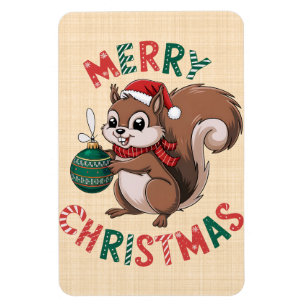 Christmas Squirrel - Merry Christmas Magnet