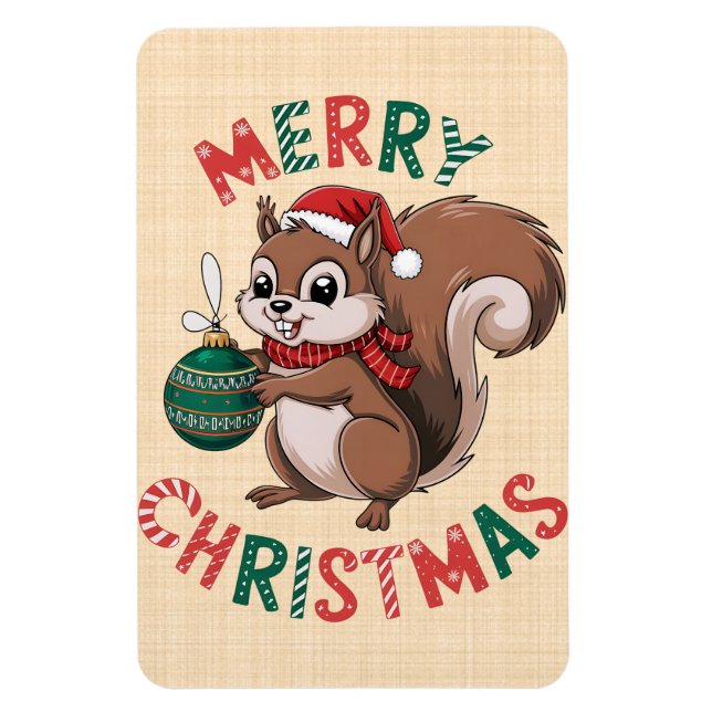 Christmas Squirrel - Merry Christmas Magnet (Vertical)