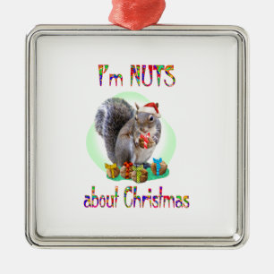 Christmas Squirrel Metal Ornament