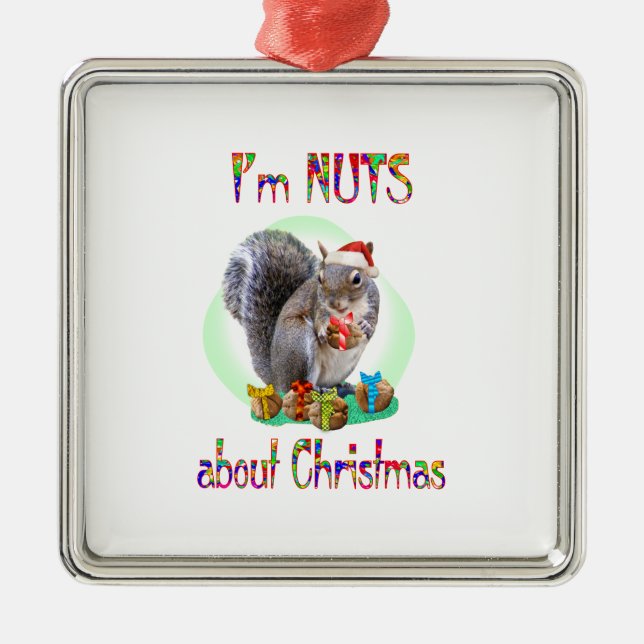 Christmas Squirrel Metal Ornament (Front)