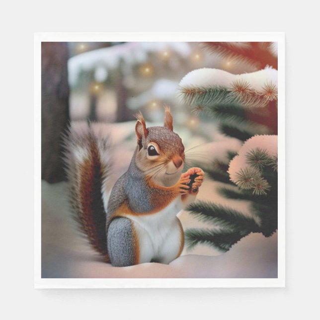 Christmas Squirrel Napkin (Front)