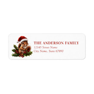 Christmas Squirrel Return Address Labels