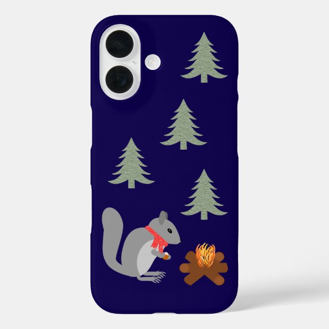 Christmas Squirrel Roasting Hazelnuts on Log Fire Case-Mate iPhone Case (Back)