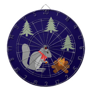 Christmas Squirrel Roasting Hazelnuts on Log Fire Dartboard