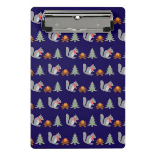 Christmas Squirrel Roasting Hazelnuts on Log Fire Mini Clipboard