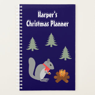 Christmas Squirrel Roasting Hazelnuts on Log Fire Planner