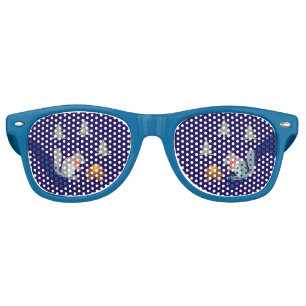Christmas Squirrel Roasting Hazelnuts on Log Fire Retro Sunglasses