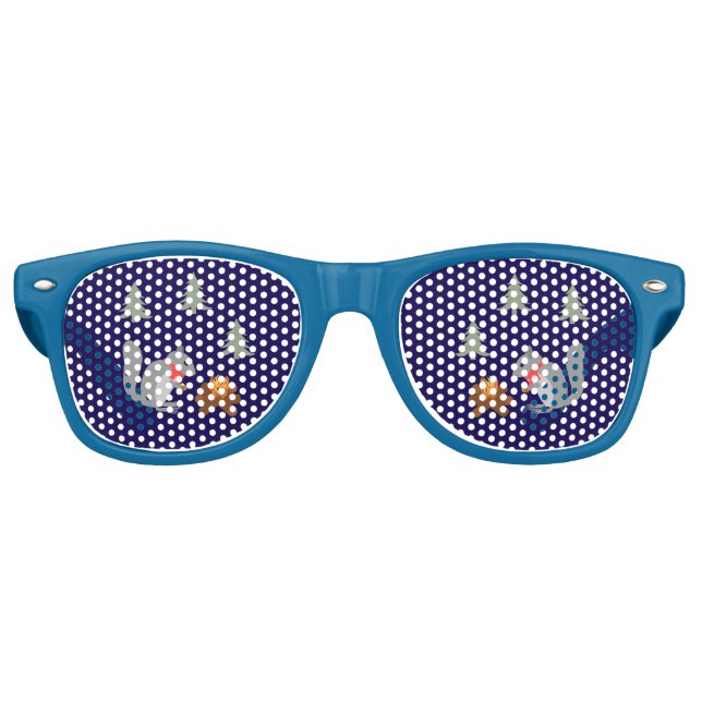 Christmas Squirrel Roasting Hazelnuts on Log Fire Retro Sunglasses (Front)