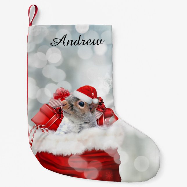 Christmas Squirrel Small Christmas Stocking (Front)