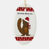 Christmas Squirrel with Cute Saying Ceramic Ornament (Right)