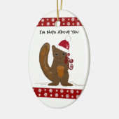 Christmas Squirrel with Cute Saying Ceramic Ornament (Left)