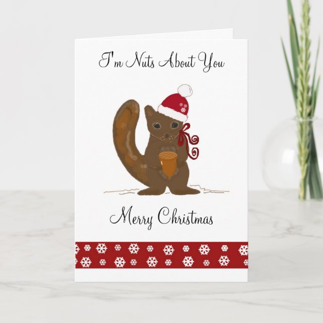 Christmas Squirrel with Cute Saying Holiday Card (Front)