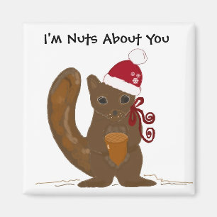 Christmas Squirrel with Cute Saying Magnet