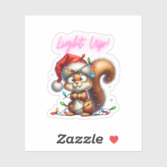 Christmas Squirrel with Festive Lights Card (Sheet)
