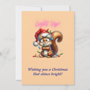 Christmas Squirrel with Festive Lights Card