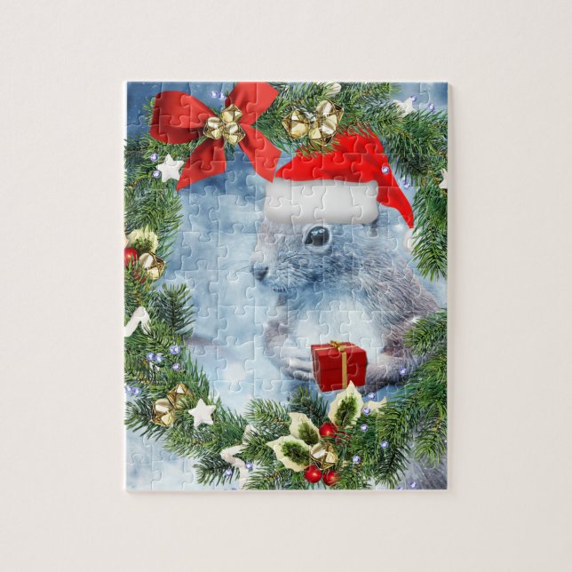 Christmas Squirrel with Holiday Wreath Jigsaw  Jigsaw Puzzle (Vertical)