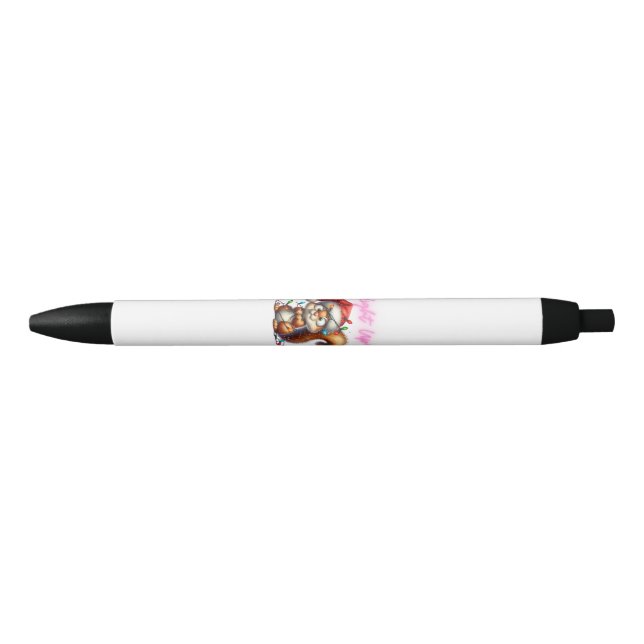 Christmas Squirrel with Lights Fun Holiday Card Black Ink Pen (Front)