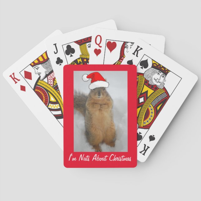 Christmas Squirrel with Santa Claus Playing Cards (Back)