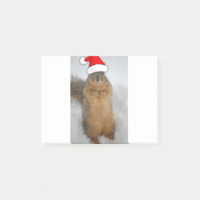 Christmas Squirrel with Santa Post-it Notes (Front)