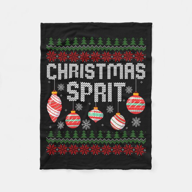 Christmas Srit Matching Funny Couples Ugly Sweater Fleece Blanket (Front)