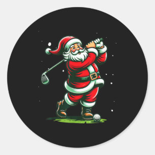 Christmas Srts, Santa Plays Golf Xmas Women Men &a Classic Round Sticker