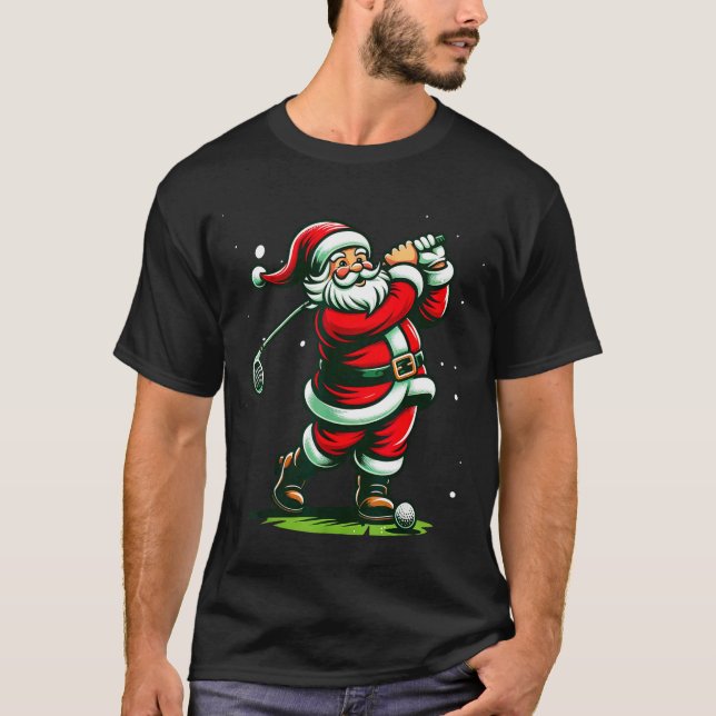 Christmas Srts, Santa Plays Golf Xmas Women Men &a T-Shirt (Front)
