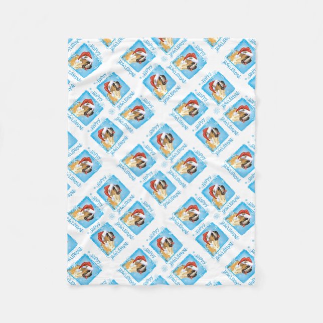 Christmas St. Bernard Fleece Blanket (Front)