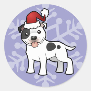 Christmas Staffordshire Bull Terrier Classic Round Sticker