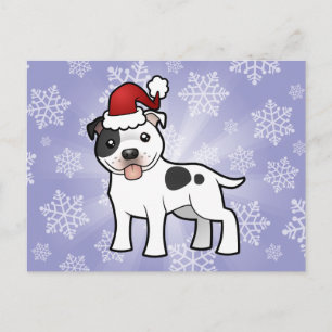Christmas Staffordshire Bull Terrier Holiday Postcard
