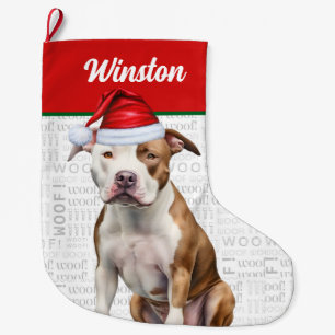 Christmas Staffordshire Name Woof Background Large Christmas Stocking