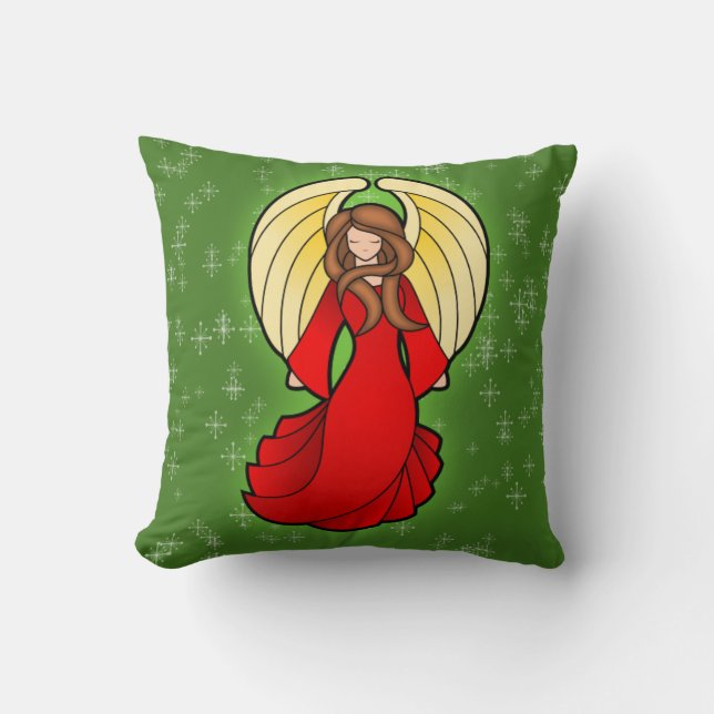 Christmas Stained Glass Angel Cushion (Front)