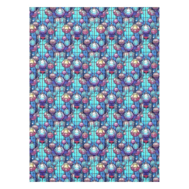 Christmas Stained Glass Bauble Pattern Tablecloth (Front)