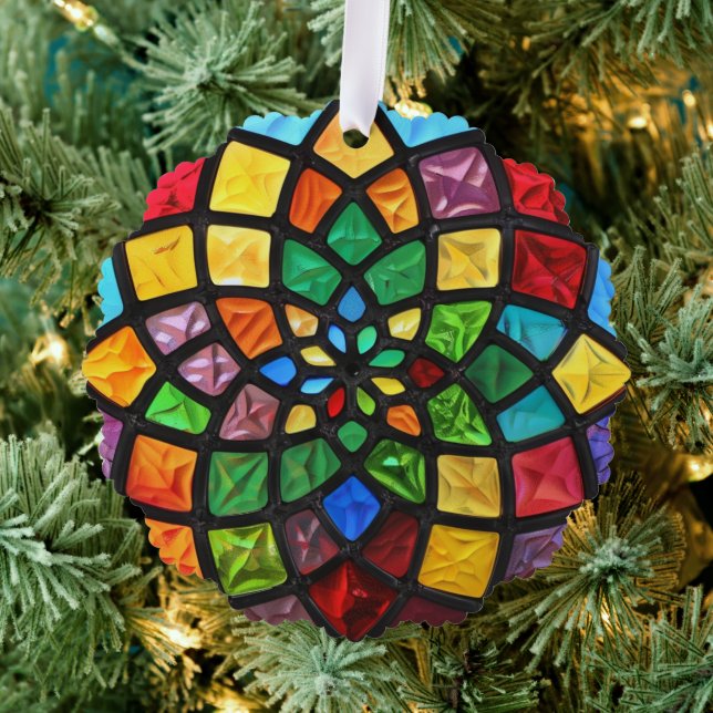 Christmas Stained Glass Pattern Tree Decoration Card (Insitu (Tree))