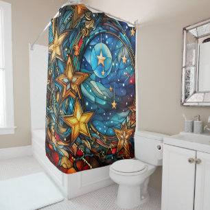Christmas Stained Glass Shower Curtain
