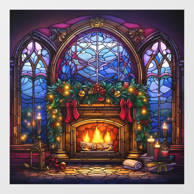 Christmas Stained Glass Window Cling (Sheet)