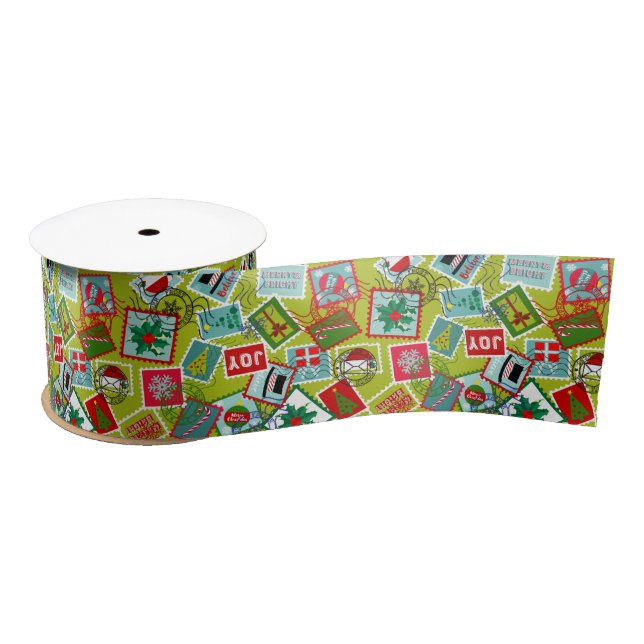 Christmas Stamps l Christmas Pattern Satin Ribbon (Spool)