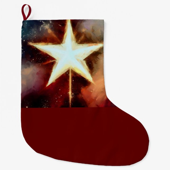Christmas Star 1 Large Christmas Stocking (Front)