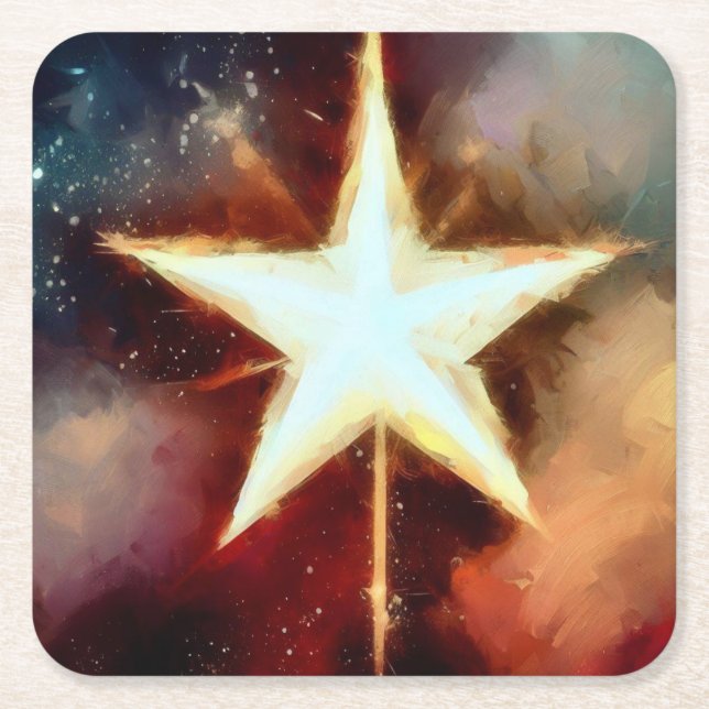 Christmas Star 1 Square Paper Coaster (Front)